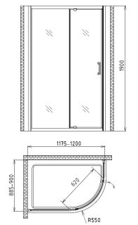 Душевой уголок GEMY SUNNY BAY S28202 120x90